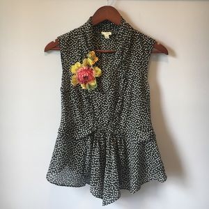 Anthropologie Odille sleeveless polka dot blouse